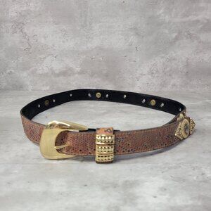 Leather Rock‎ Womens Leather Belt Metal Buckle Studded 27-32 Western Boho 6051